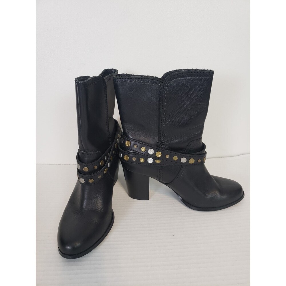 Y2K Fossil Didi Women's Shoes Size 8 Belted Bootie Ankle Boots Black Boho Fairy